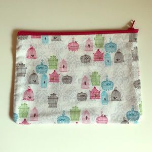 Handmade Birdcage Print Zip Pouch